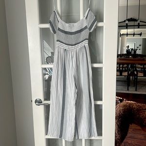 Lenin white stripped jumpsuit - off the shoulder - size Large - never worn